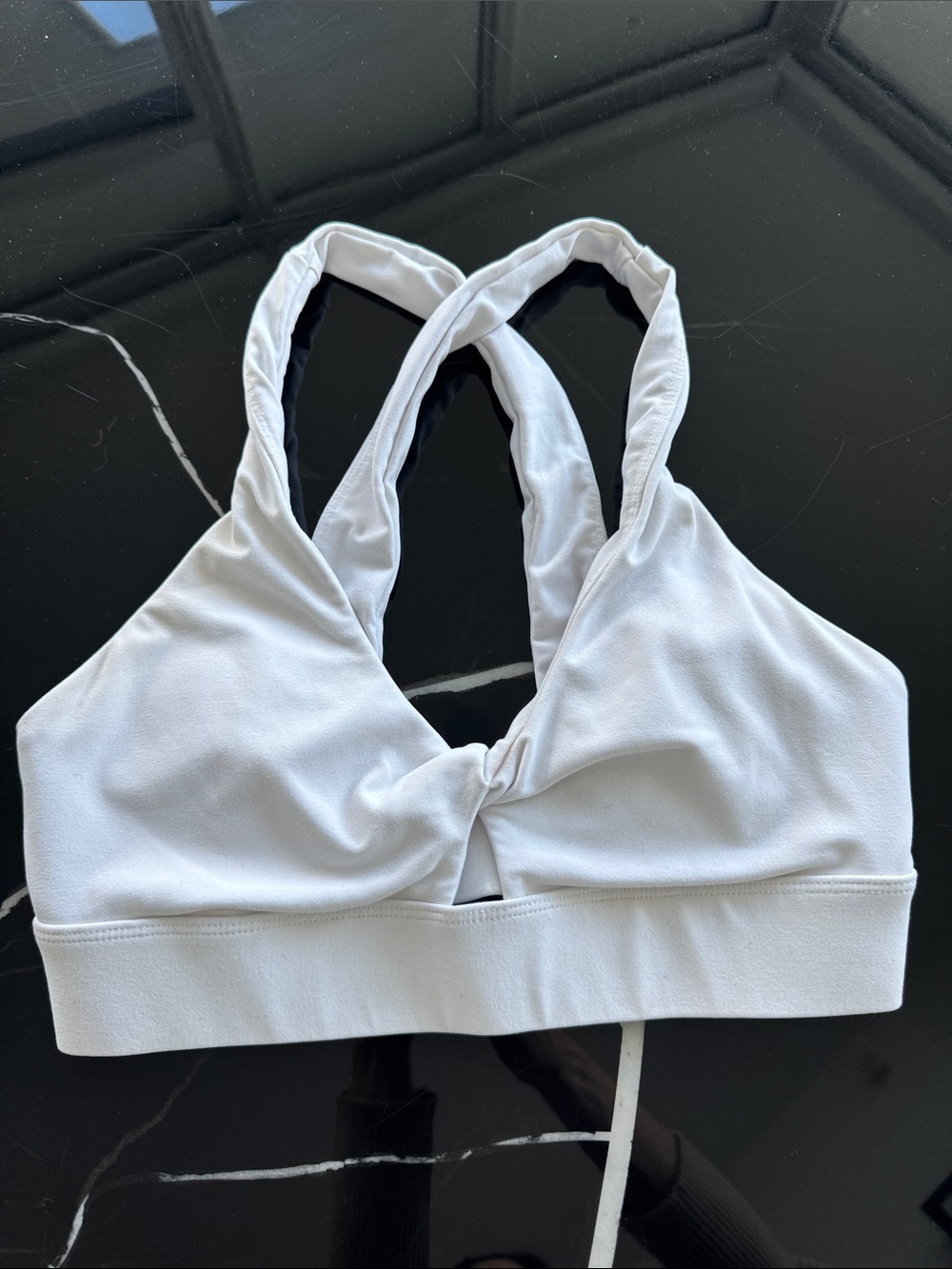 Fabletics White Twist-Front Sports Bra